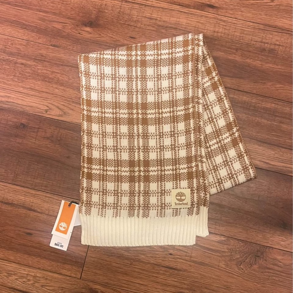 Timberland Brown and Cream Knit Scarf 🧣 (63 Inches in Length)